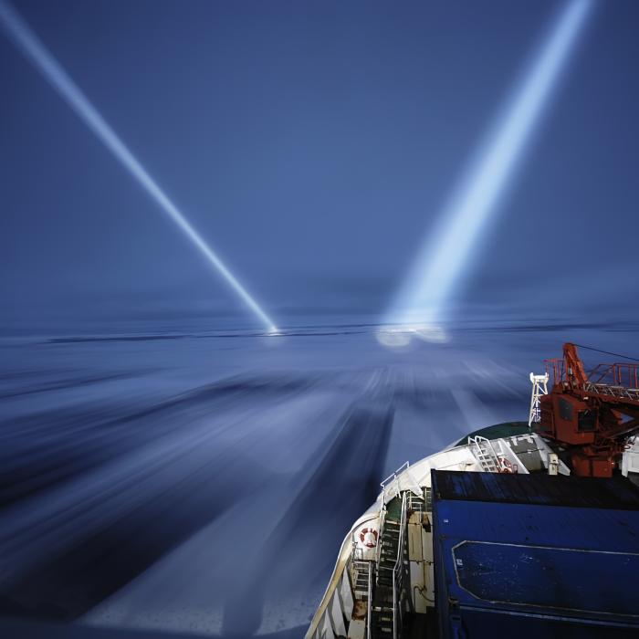 Ship in arctic region