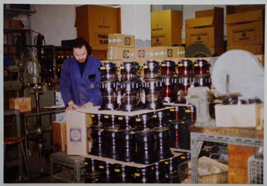 Plastic navigation lights ready for packaging.